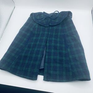 American Girl Pleasant Company Samantha’s Winter Blue Green Plaid Wool Cape